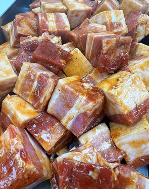 Applewood Smoked Pork Belly Tossed In Bbq Sauce